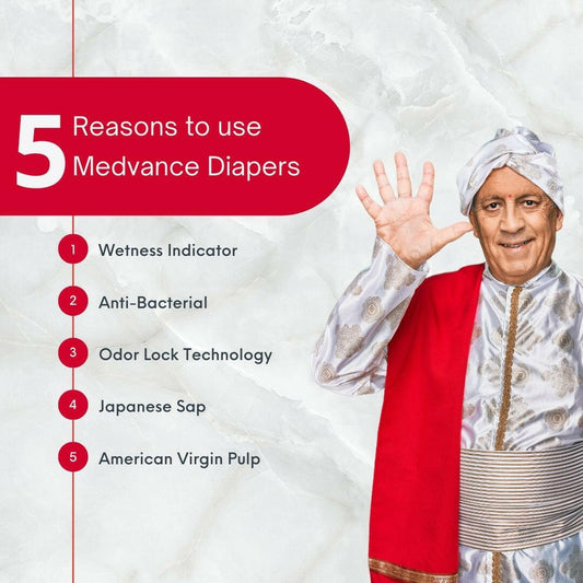 Medvance Adult Diapers - Superior Absorbency, All-Day Comfort, Reliable Protection, Medium - Medvance Surgicals