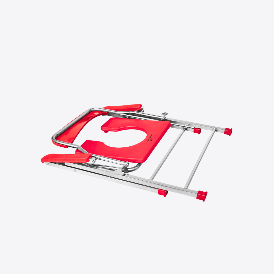 Medvance Folding Commode Chair, Stainless Steel, 135kg - Medvance Surgicals