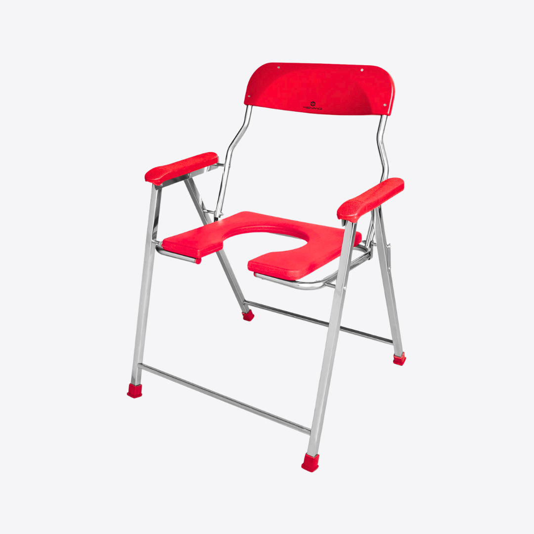 Medvance Folding Commode Chair, Stainless Steel, 135kg - Medvance Surgicals