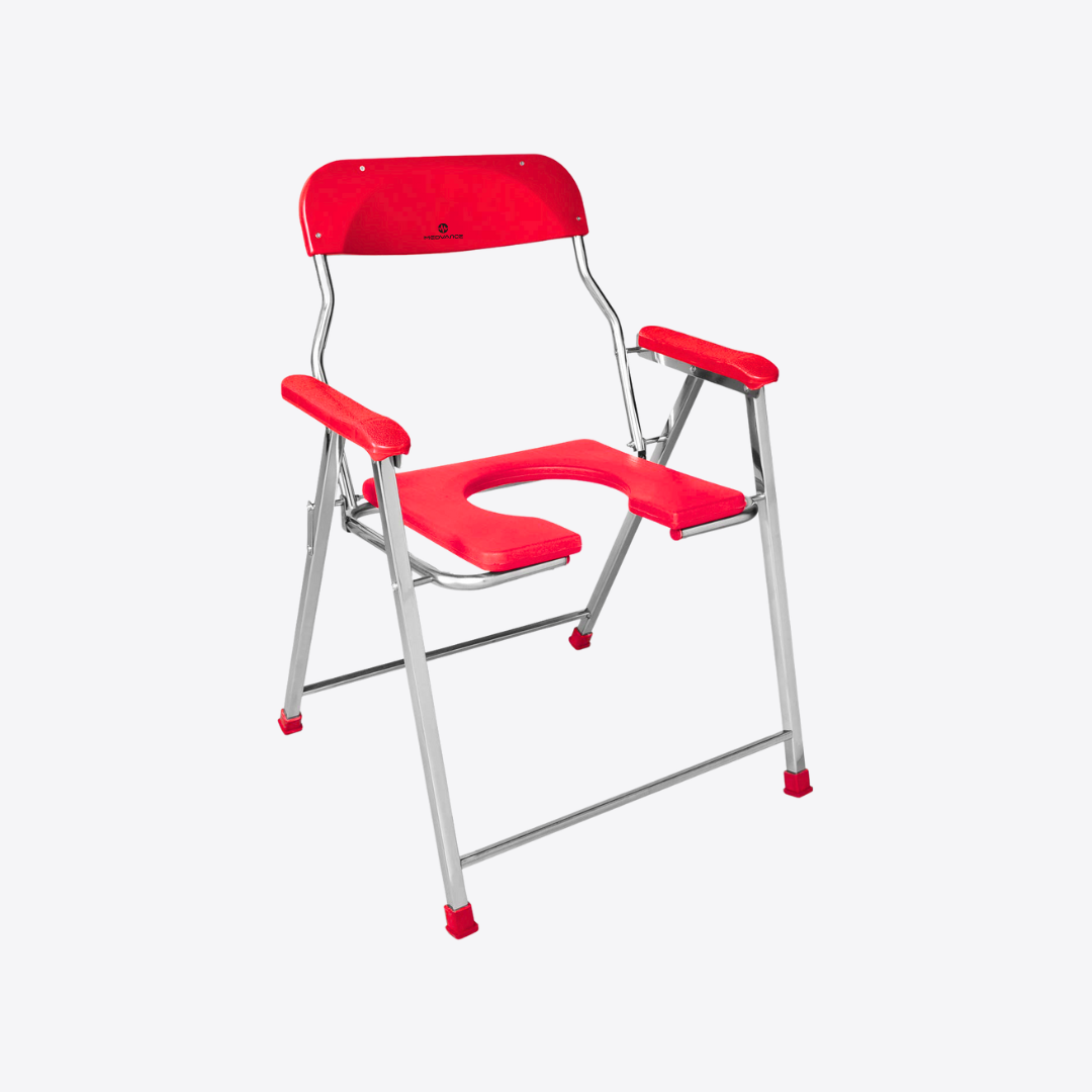 Medvance Folding Commode Chair, Stainless Steel, 135kg - Medvance Surgicals