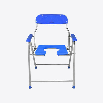 Medvance Folding Commode Chair, Stainless Steel, 135kg - Medvance Surgicals