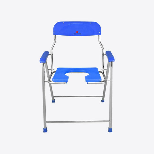 Medvance Folding Commode Chair, Stainless Steel, 135kg - Medvance Surgicals