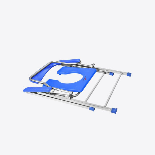 Medvance Folding Commode Chair, Stainless Steel, 135kg - Medvance Surgicals