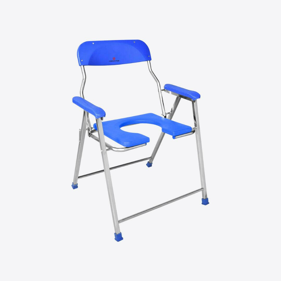 Medvance Folding Commode Chair, Stainless Steel, 135kg - Medvance Surgicals
