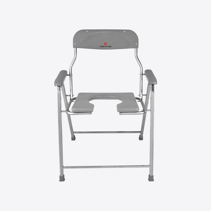 Medvance Folding Commode Chair, Stainless Steel, 135kg - Medvance Surgicals