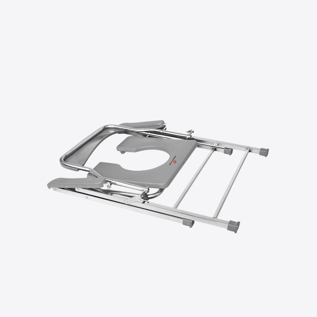 Medvance Folding Commode Chair, Stainless Steel, 135kg - Medvance Surgicals
