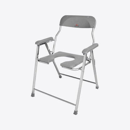 Medvance Folding Commode Chair, Stainless Steel, 135kg - Medvance Surgicals